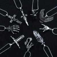Collier croix en alliage pour hommes et femmes, pendentif hip-hop inaltérable, accessoire de chaîne de pull tendance, perle principale pour enfants