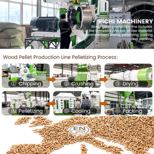 Ligne de production de granulés de bois RICHI 10t 15t 5t 2t par heure - Ligne de production de granulés de bois à haute efficacité, clé en main - Product Image 2