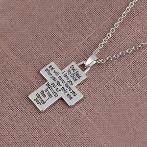 Collar ZRM de Aleación de Zinc con Colgante de Cruz y Huellas, Joyería de Moda con la Frase 'Dijo <span class=keywords><strong>Dios</strong></span>: Mi Hijo, <span class=keywords><strong>Te</strong></span> <span class=keywords><strong>Amo</strong></span>', Estilo Punk para Hombre - Product Image 3