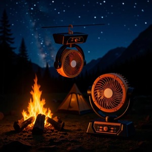 Portable Outdoor Camping Fan <b>With</b> <b>Light</b> Rechargeable USB Oscillation Function 2-8 Hour <b>Timer</b> Sleep Mode - Product Image 1