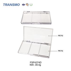 Boîtier compact carré 3 compartiments pour poudre, blush crème, palette de fards à paupières 3 couleurs, vide, en cristal - Product Image 3