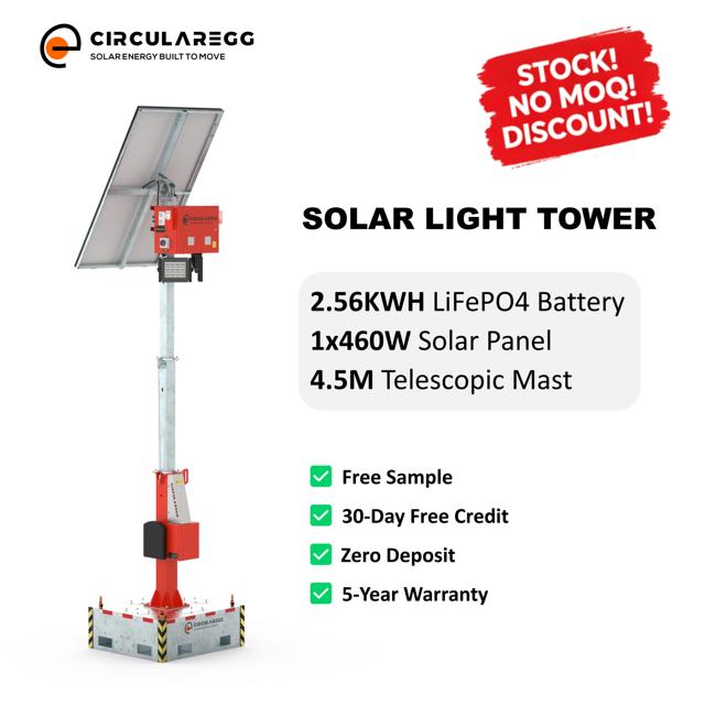 In Stock Construction Outdoor Mobile Portable Tower  LED  Solar Powered Lighting Tower