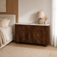 Meuble console avec panneau de tiroir cannelé, miroir de coiffeuse à bords arrondis et grand espace de rangement