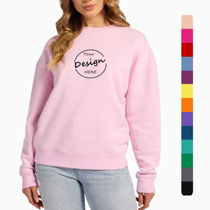 เสื้อสวมหัวผ้าฟลีซทรงหลวมเข้ารูป310Gsm ของผู้หญิงเสื้อมีฮู้ดสีชมพูคอเสื้อหนามีลายปักด้านหน้าสำหรับฤดูหนาว - Product Image 1