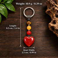 Porte-clés Cœur en Cristal Naturel, Breloque de Sac Perlée en Pierre Précieuse, Cadeau pour Femme