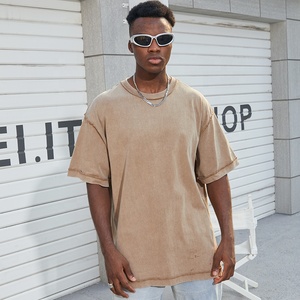 High Quality 100% Cotton Reverse Stitch <b>Tshirts</b> 250 Gsm Vintage Streetwear Oversized Wash Heavy Weight T-Shirt for Men - Product Image 6