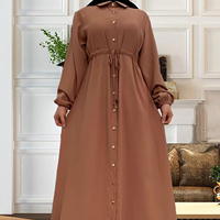 Vente en gros Robe islamique boutonnée à l'avant de couleur unie pour femmes Abaya musulmane pour femmes pour l'été et l'hiver de Dubaï Vêtements en gros