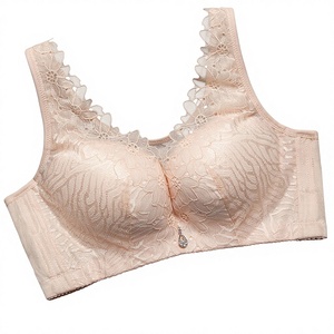 Sujetador floral de nailon de talla grande con encaje, push-up, sin tirantes, con aros, ultrafino, copa 3/4, para mamá, antideslizante y antideslizamiento. - Product Image 1