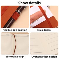 Journal texturé à couverture rigide en cuir A5 avec sangle, impression de logo, carnet de notes, carnet de réunion