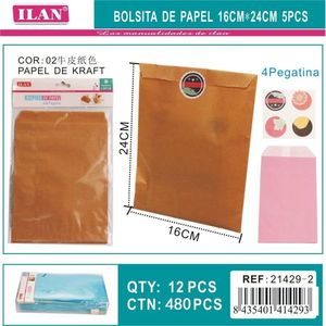 Sacchetti di carta Ilan 16x24 cm Kraft marrone 5 pezzi per confezioni regalo - Product Image 3