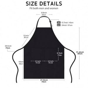 Wsy547 Tablier de cuisine imperméable en polyester et coton noir avec logo pour restaurant, grillades, barbecue, pour femmes et hommes - Product Image 6