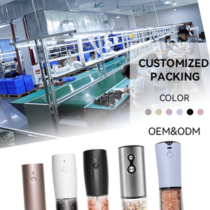 带发光二极管灯的USB可充电不锈钢自动电动椒盐研磨机套装陶瓷研芯椒粉 - Product Image 5