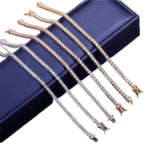 18K Gold Lab Grown Brilliant Cut Color D Diamond Tennis Bracelet IGI Certified VS1 2mm 3mm 4mm 5mm Chain Jewelry for Women&<b>Men</b> - Product Image 2