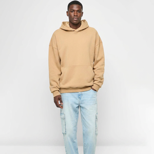Sweat à capuche personnalisé 2026 pour homme, broderie de logo, impression, tissu beige en coton et polyester pour personnalisation de haute qualité, commandes en gros - Product Image 1