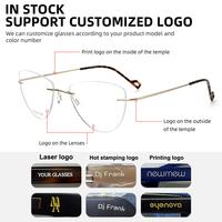 Lunettes à monture optique sans monture en titane pur ultraléger avec logo personnalisé Lunettes de presbytie oeil de chat coupe diamant