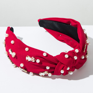 Diadema de Tela Color <span class=keywords><strong>Pastel</strong></span> con Lazo de Perlas y Conejo de Pascua, Hecha de Aleación - Product Image 2