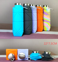 Bouteille d'eau pliable en silicone de 700 ml sans BPA, bouteille de sport pliable à presser, bouteille de voyage portable, anti-fuite, bouteille de sport d'extérieur
