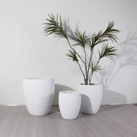 Collection de pots à plantes modernes et minimalistes en argile fibreuse, 3 tailles, surface texturée et craquelée, grands pots pour la maison et le jardin