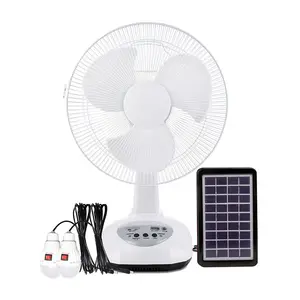 Ventilatore da tavolo ricaricabile 3 dimensioni 12 14 16 pollici con 2 pz lampadine a led e pannello solare 9 v3w