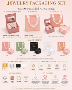 Custom Square Pattern Mirror Jewelry <b>Box</b> with Magnetic Closure and Paper Bag Set 8x8x5cm Luxury Necklace Packaging Gift <b>Box</b> - Product Image 2