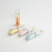 Boîte de présentation transparente en PVC avec logo personnalisé, emballage de brosse à dents pour enfants, dessin animé, manche en nylon, poils doux, brosse à dents pour la maison