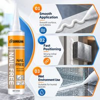 Adhésif de construction en silicone ultra-résistant sans clouage 310 ml pour bois, PVC, panneaux muraux, carrelage, décoration, menuiserie et emballage