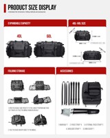 Nouveau sac de casque de moto en cuir imperméable 45L avec logo personnalisé, garantie 1 an pour les voyages, le cyclisme, le camping et la randonnée