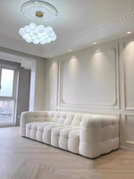 Canapé une place en tissu Coton Nordique, style crème français, pour petit appartement, carré, rembourré, garni d'éponge, avec housse en cachemire