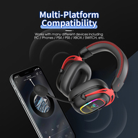 Casque de jeu filaire Doqaus Sniper7 BT5.4 Tri-mode avec micro, faible latence 25 ms, casque supra-auriculaire RGB pour PC, PS5, Switch, mobile