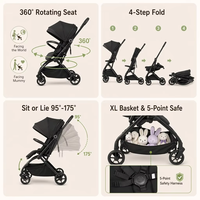 Cochecito de Bebé 3 en 1 Plegable con Rotación de Asiento de 360 Grados y Silla de Auto para Bebés Niños y Niñas, para Interiores y Exteriores, Regalo de Cumpleaños