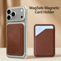 Portefeuille MagSafe pour iPhone 16 15 14 13 12 Pro Max, porte-cartes en cuir PU magnétique fin, logo personnalisé, blocage RFID
