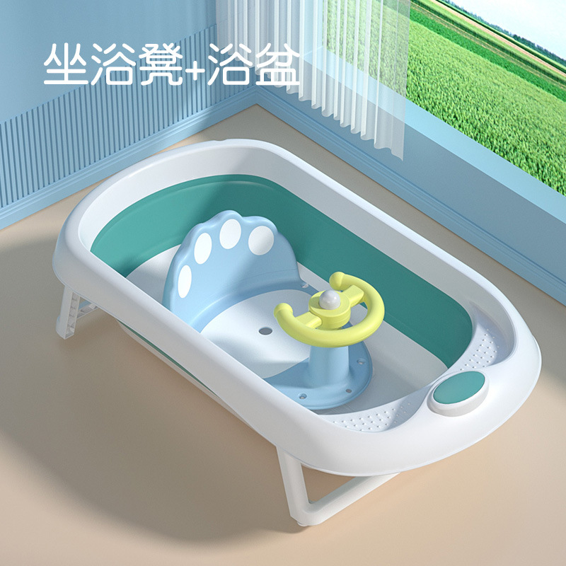 6856 Baignoire verte, chaise de douche bleue