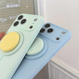 เคสซิลิโคนเหลวป้องกันเลนส์สำหรับ iPhone 16 17 Pro Max 15 14 รองรับการชาร์จไร้สาย พร้อมขาตั้งแม่เหล็กพับได้ - Product Image 2