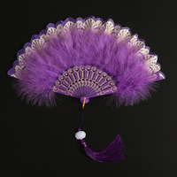 Éventail pliant en plumes Lolita, éventail de danse féerique, éventail artisanal, accessoire de cosplay