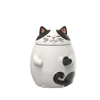 Pot à biscuits en céramique OEM/ODM, motif chat noir et blanc en smoking, pour chaton dormant, sans danger pour les aliments, écologique, grande capacité, décoration de cuisine, cadeau