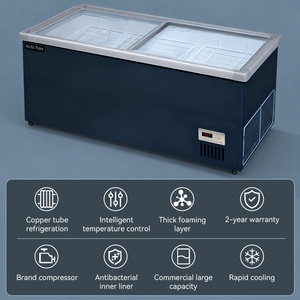 Congélateurs coffres à prix d'usine, armoires de cuisine îlot +10 ℃   -25 ℃   Congélateur d'îlot en acier inoxydable de 8 pieds avec porte en verre trempé - Product Image 4
