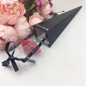 Grosir gaya baru 42cm kotak bunga kertas kerucut tunggal panjang batang mawar kotak hadiah untuk kemasan kotak bunga