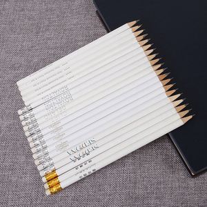 Crayons en bois graphite vierges blancs avec gomme, personnalisables en gros, référence Jw1748 - Product Image 2