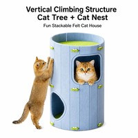 Casa Moderna Vertical para Gatos de Fieltro con Rascador Integrado, Nido Cilíndrico Plegable de Múltiples Niveles para Gatos y Gatitos de Interior