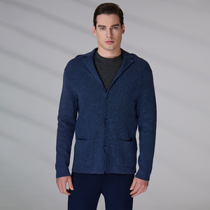 Blazer Cardigan en Maille de Coton pour Homme, Col Boutonné Personnalisé, Col en V, Style Décontracté et Professionnel - Product Image 1