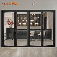 Porte pliante moderne de haute qualité en aluminium avec double vitrage trempé isolant, pour patio extérieur