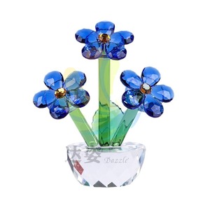 Fleur artificielle en cristal éblouissant à cinq pétales, faite à la main, décoration d'intérieur, artisanat pour le salon - Product Image 5