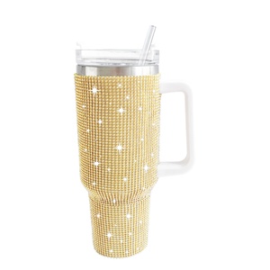40oz High Quality Stainless Steel Double Wall Vacuum Insulated Baseball Tumblers 29 Colors Bling Rhinestone Leak-Proof LED - Product Image 6