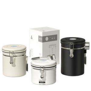 Conteneur hermétique personnalisé pour grains de café, en acier inoxydable 304 avec valve de dégazage et cuillère pour un stockage optimal - Product Image 1