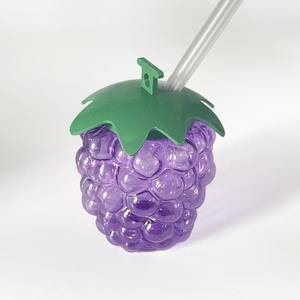 Gran oferta, taza de pajita de plástico con forma de fruta, ráfaga de 500ml, tazas de bebida de jugo de té de leche desechables para mascotas de grado alimenticio - Product Image 1