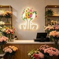 Vase à fleurs décoratif avec enseigne néon LED, décoration murale néon pour fleuriste et maison bohème