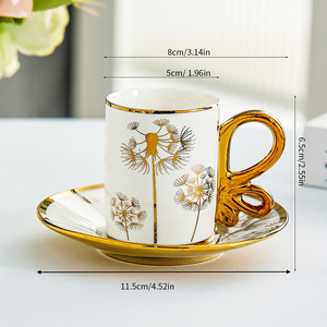 Ensemble tasse et soucoupe à café en céramique européenne, luxe léger haut de gamme, service de thé de l'après-midi, tasse simple et raffinée pour le bureau - Product Image 3