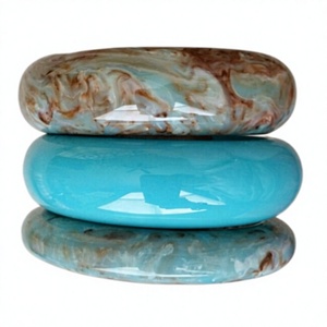 Newly Resin Paperweight Round Artistic Home Decoration Craft Casting Blue Marbled Pattern women decorative <b>bangle</b> Party - Product Image 1