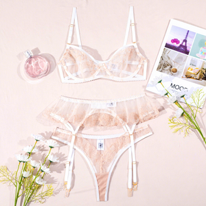 Intimo Ricamato Albicocca con Balze Traspirante Altamente Elastico Lingerie Erotica Lenceria Para Damas 1457 - Product Image 6