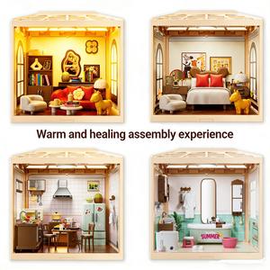 Kit <span class=keywords><strong>de</strong></span> construction <span class=keywords><strong>de</strong></span> miniatures 4-en-1 avec lumières LED, <span class=keywords><strong>maison</strong></span> miniature DIY, <span class=keywords><strong>maison</strong></span> <span class=keywords><strong>de</strong></span> <span class=keywords><strong>poupée</strong></span>, jouet éducatif pour enfants et adultes, décoration intérieure - Product Image 1